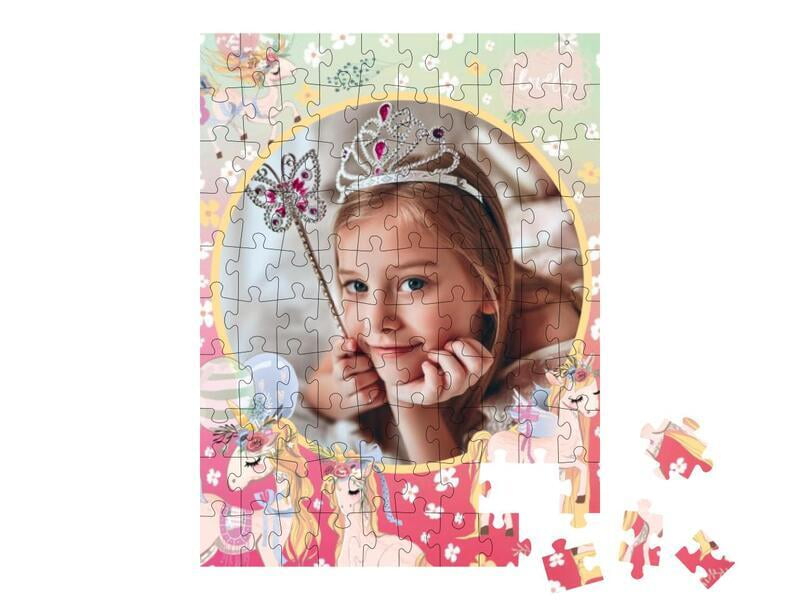 Einhorn-Kinderpuzzle mit Foto, 100 Teile