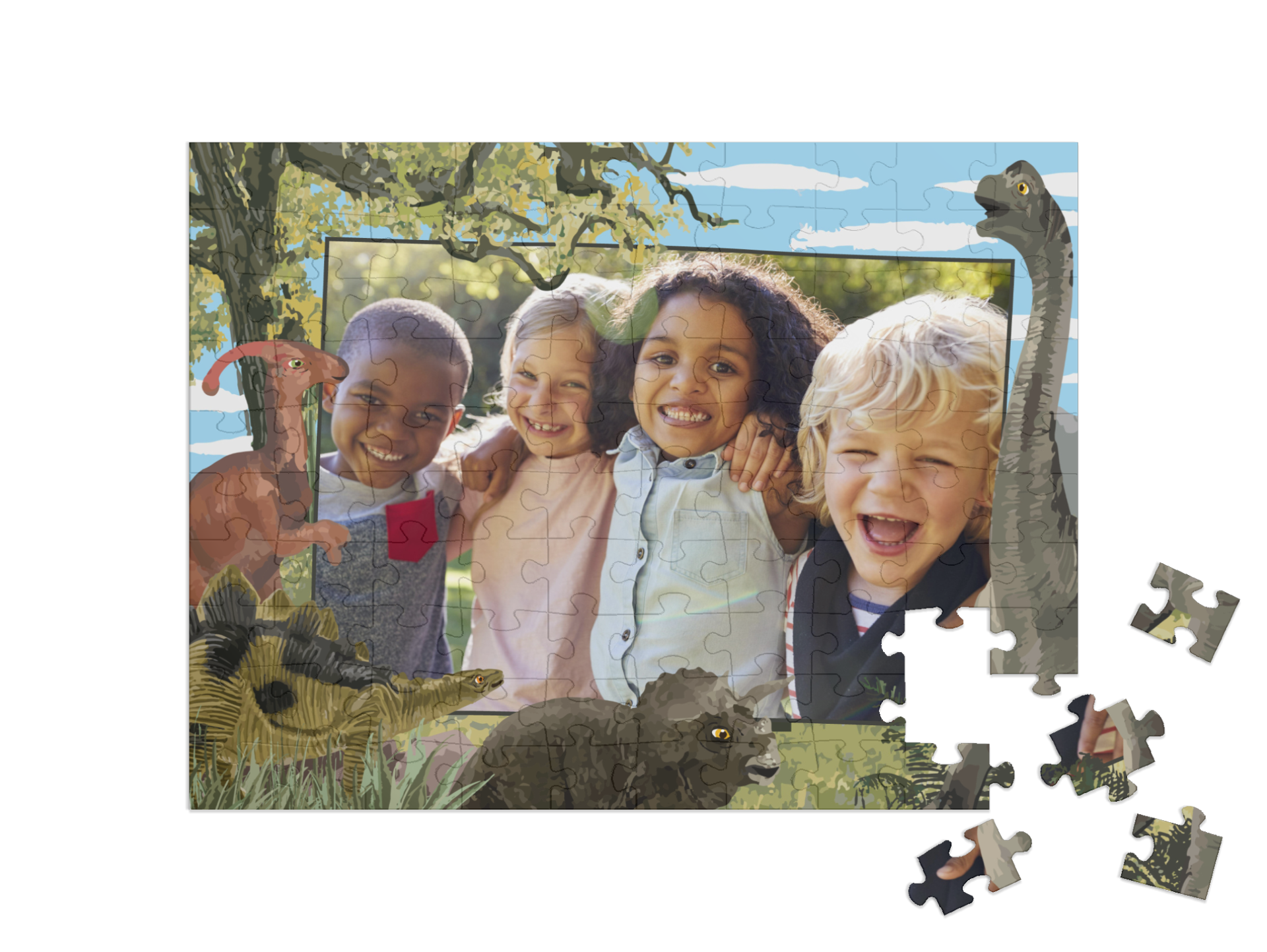Dino-Kinderpuzzle „Abenteuer“, Querformat, 100 Teile