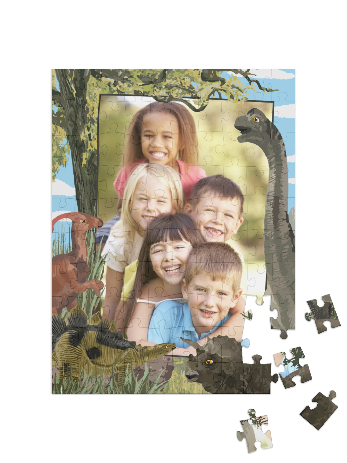 Dino-Kinderpuzzle „Abenteuer“, Hochformat, 100 Teile