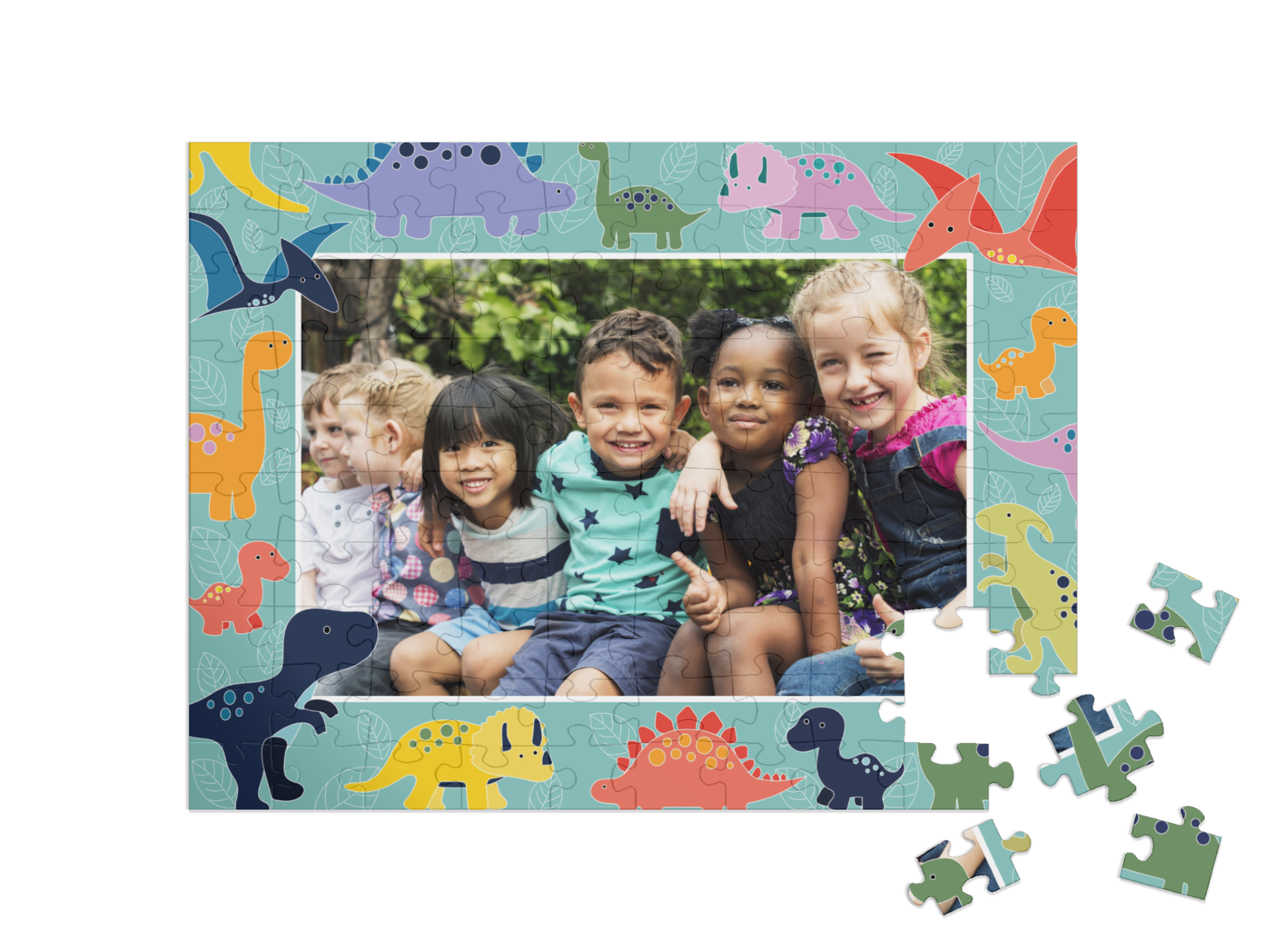 Dino-Kinderpuzzle „Farbenspiel“, Querformat, 100 Teile