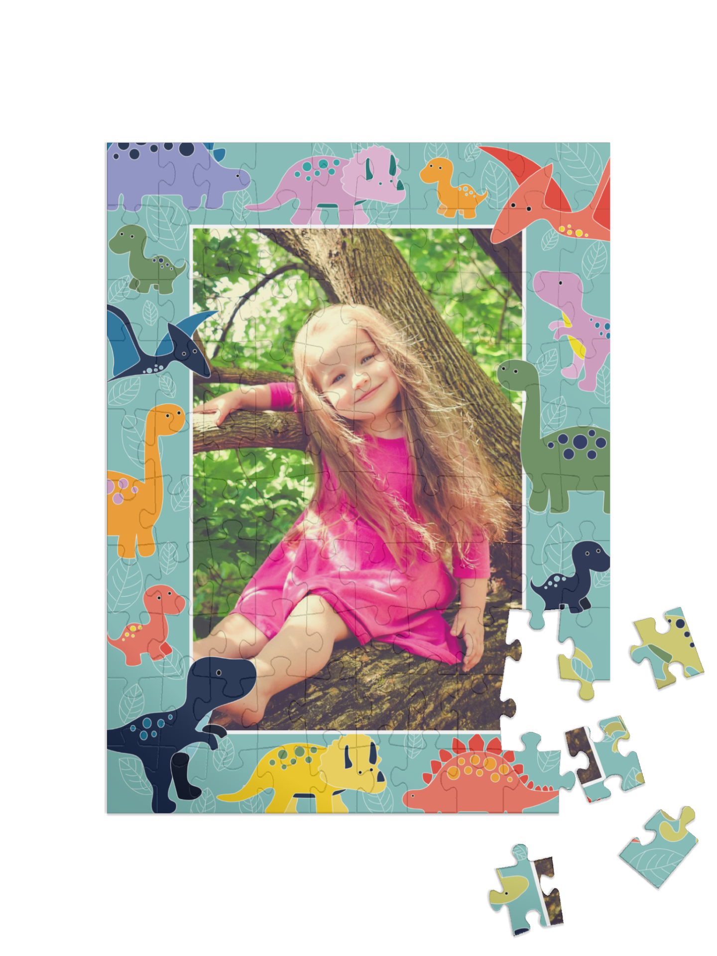 Dino-Kinderpuzzle „Farbenspiel“, Hochformat, 100 Teile