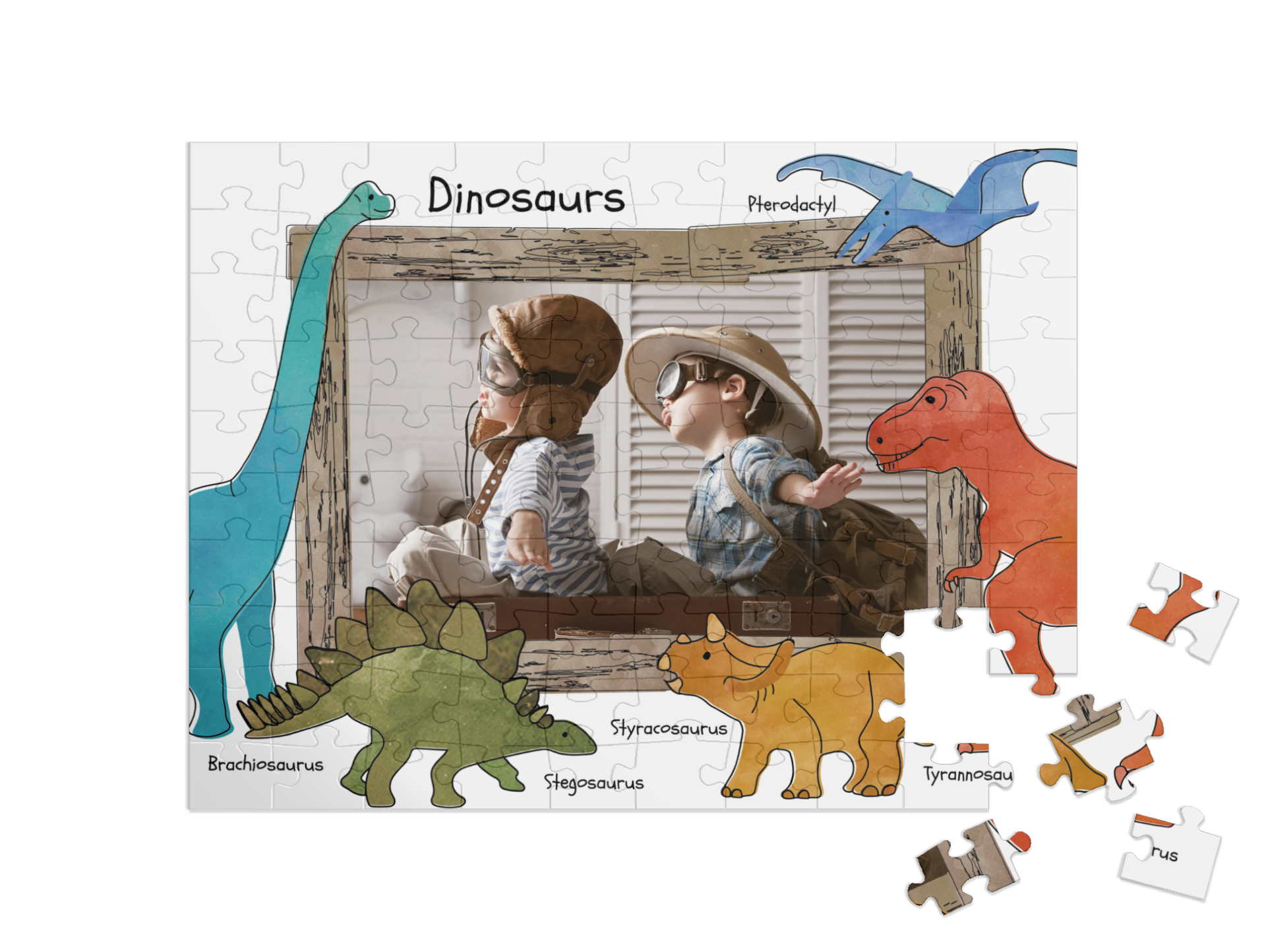 Dino-Kinderpuzzle „Wissen“, Querformat, 100 Teile