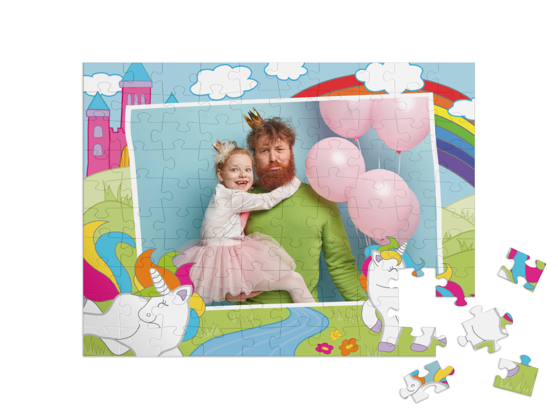 Einhorn-Kinderpuzzle „Regenbogenland“, Querformat
