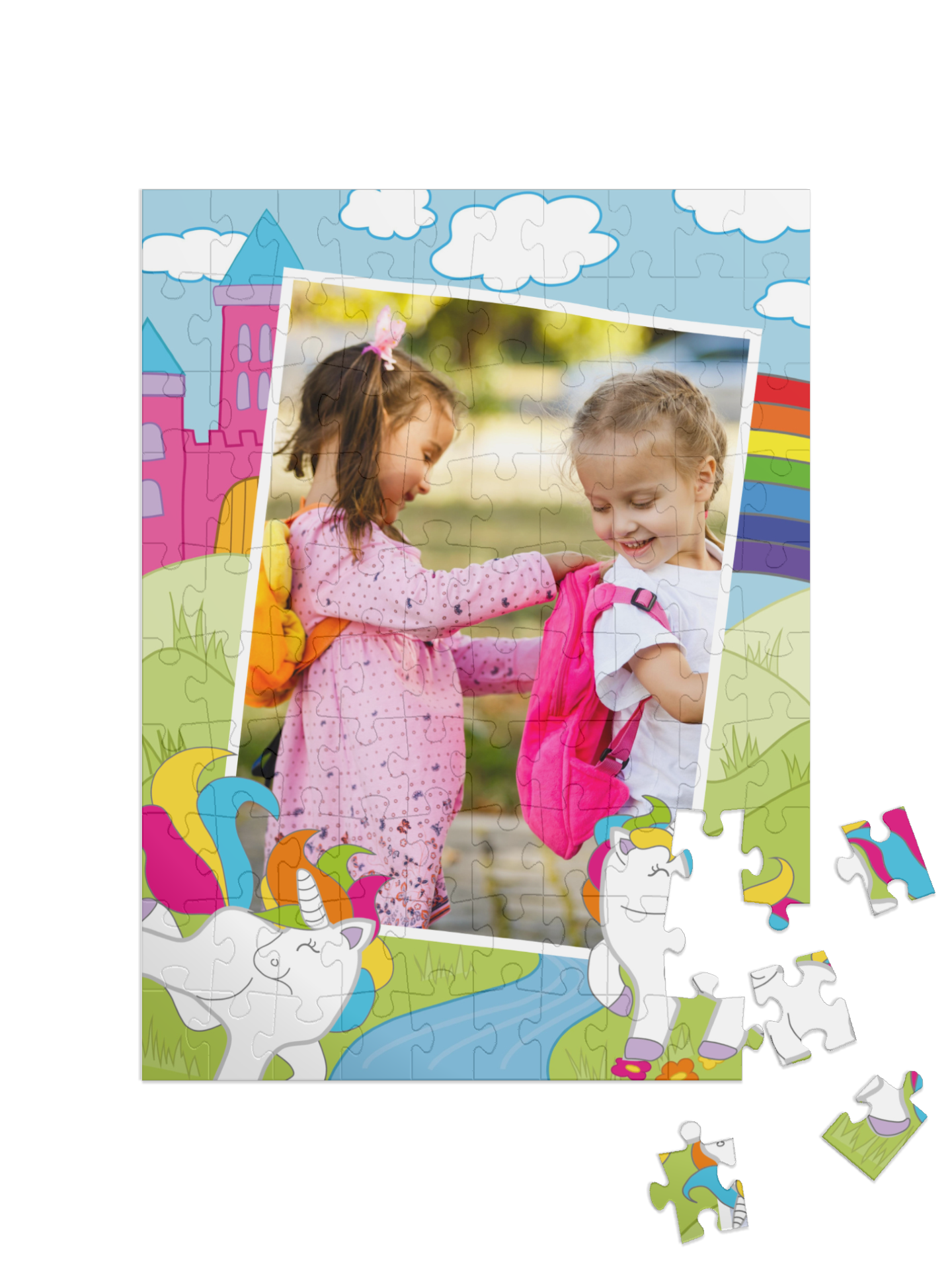 Einhorn-Kinderpuzzle „Regenbogenland“, Hochformat