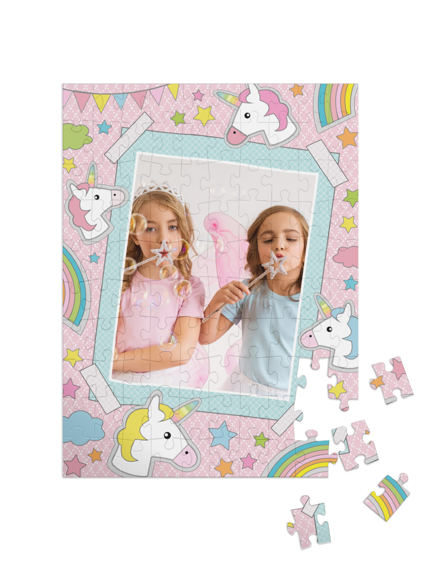 Einhorn-Kinderpuzzle „Sticker-Glück“, Hochformat