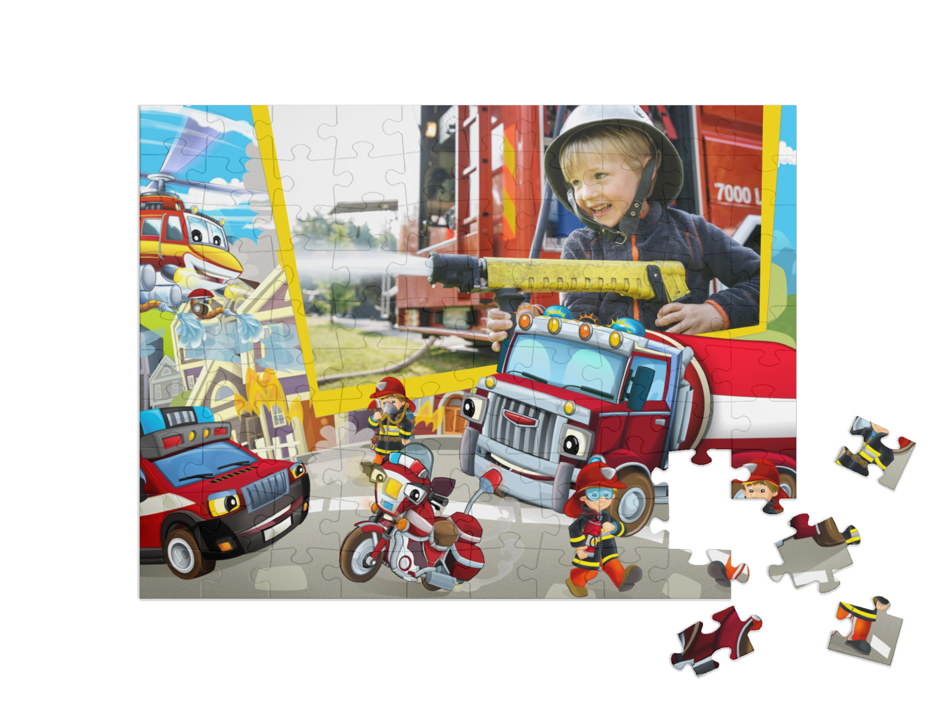 Feuerwehr-Kinderpuzzle „In Aktion“, Querformat