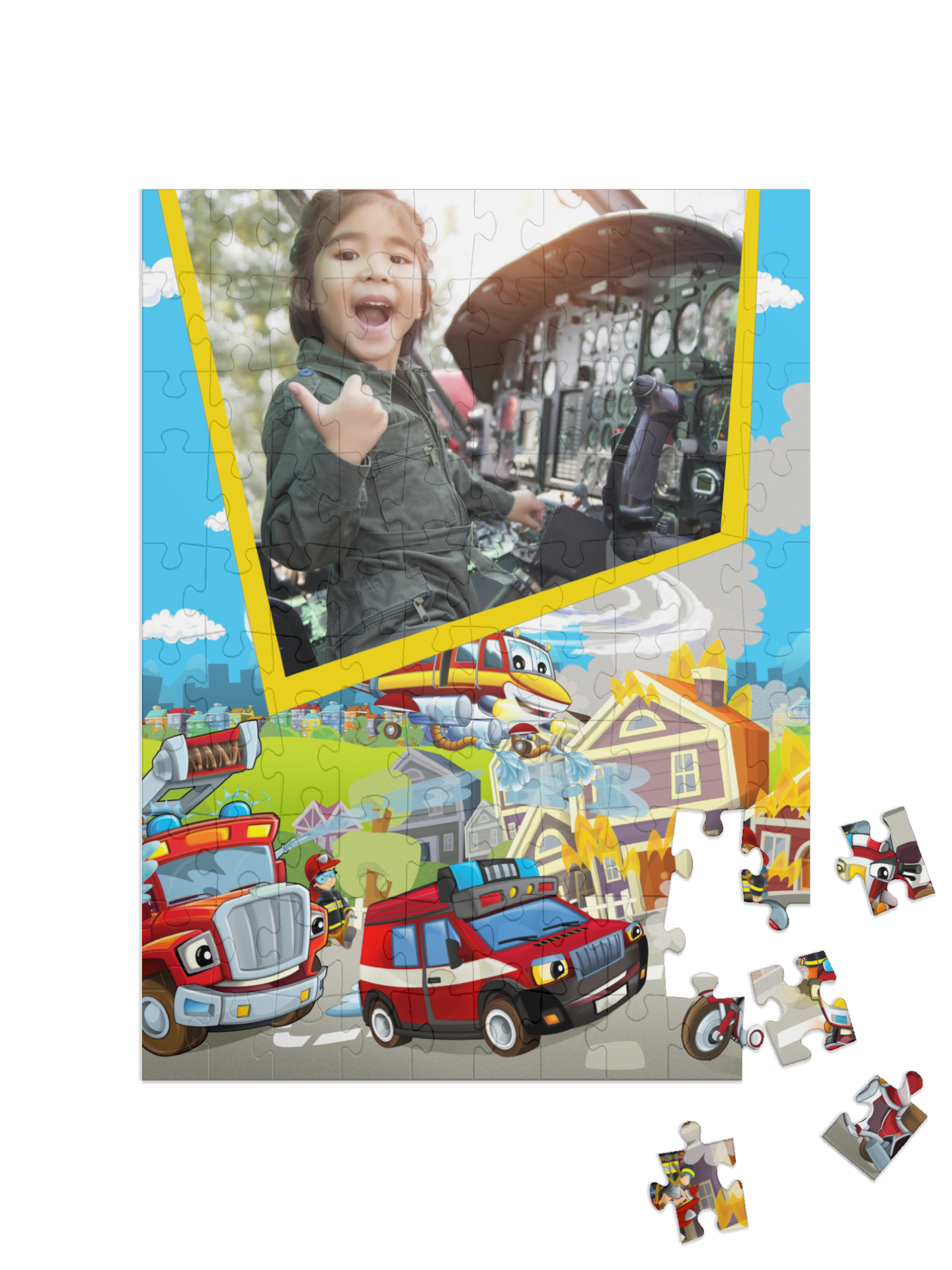 Feuerwehr-Kinderpuzzle „In Aktion“, Hochformat