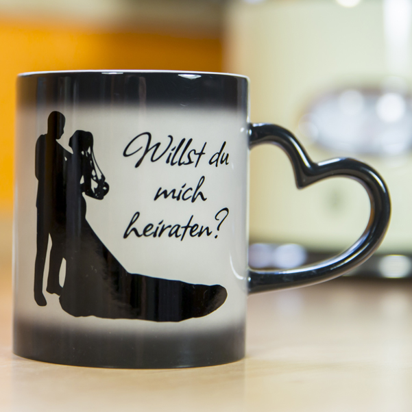 Zaubertasse mit Herzhenkel und Fotodruck
