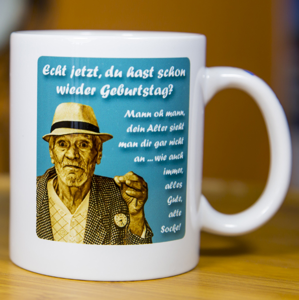Geburtstagstasse mit Foto und Innendruck