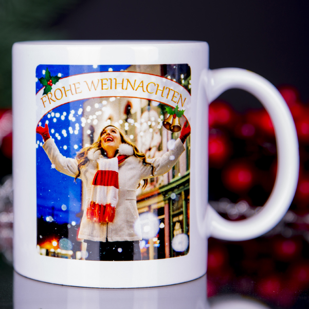 Weihnachtstasse mit Foto und Innendruck