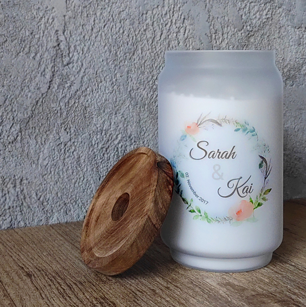 Vorratsglas mit Holzdeckel und Fotodruck