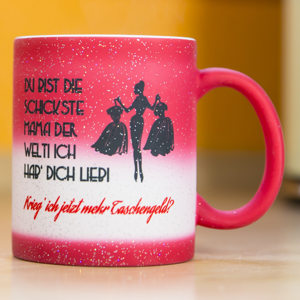 Zaubertasse Glitzer mit Fotodruck