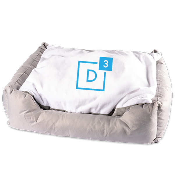 Tierbett mit bedrucktem Kissen, 55 x 65 cm