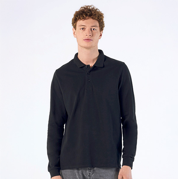 Langarm Poloshirt bedrucken, Größen S bis XXL