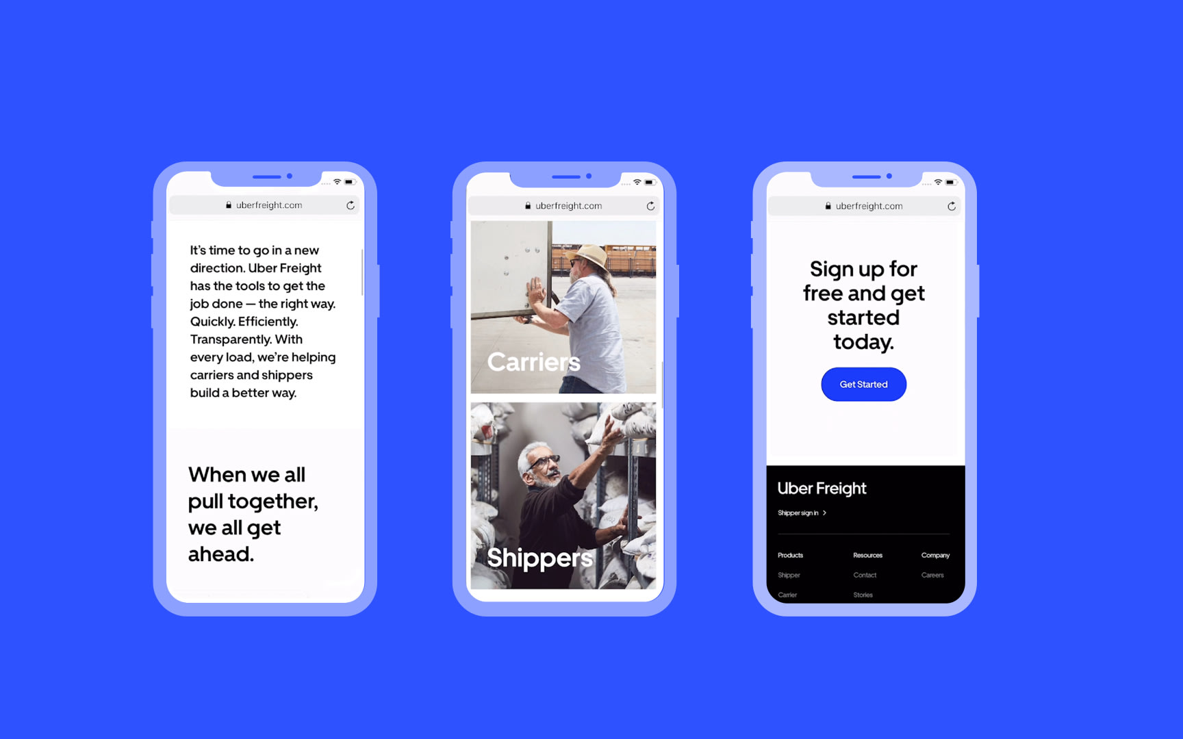 Uber Freight pages