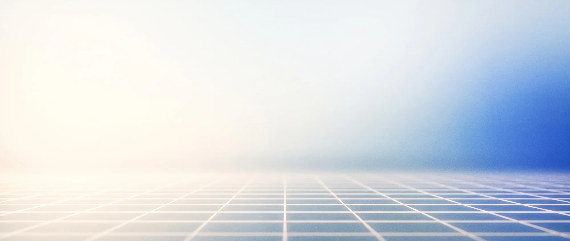 Light perspective grid fading into a cobalt horizon glow
