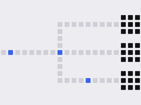 Inference route animation still: a request moving through router and model blocks