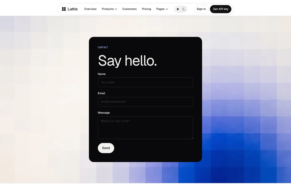 Lattis Contact Minimal page preview
