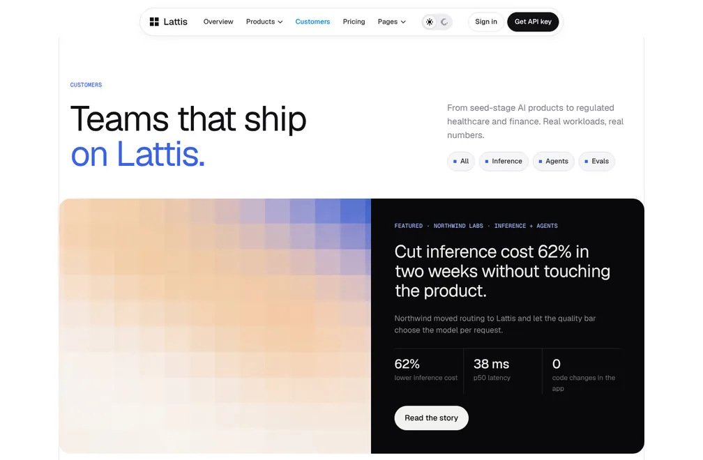 Lattis Customers page preview