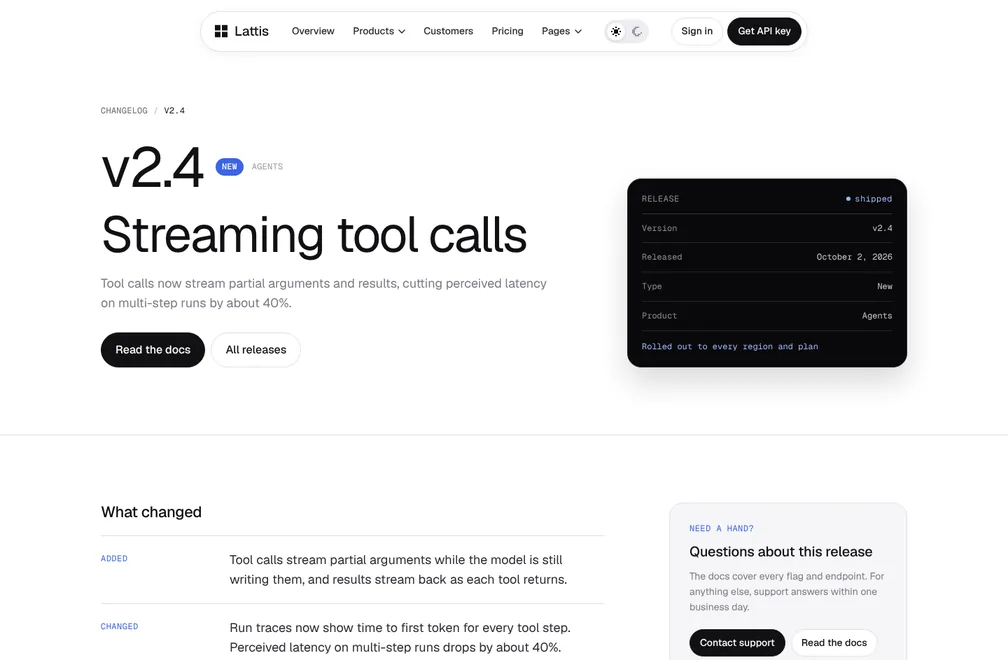 Lattis Release page preview