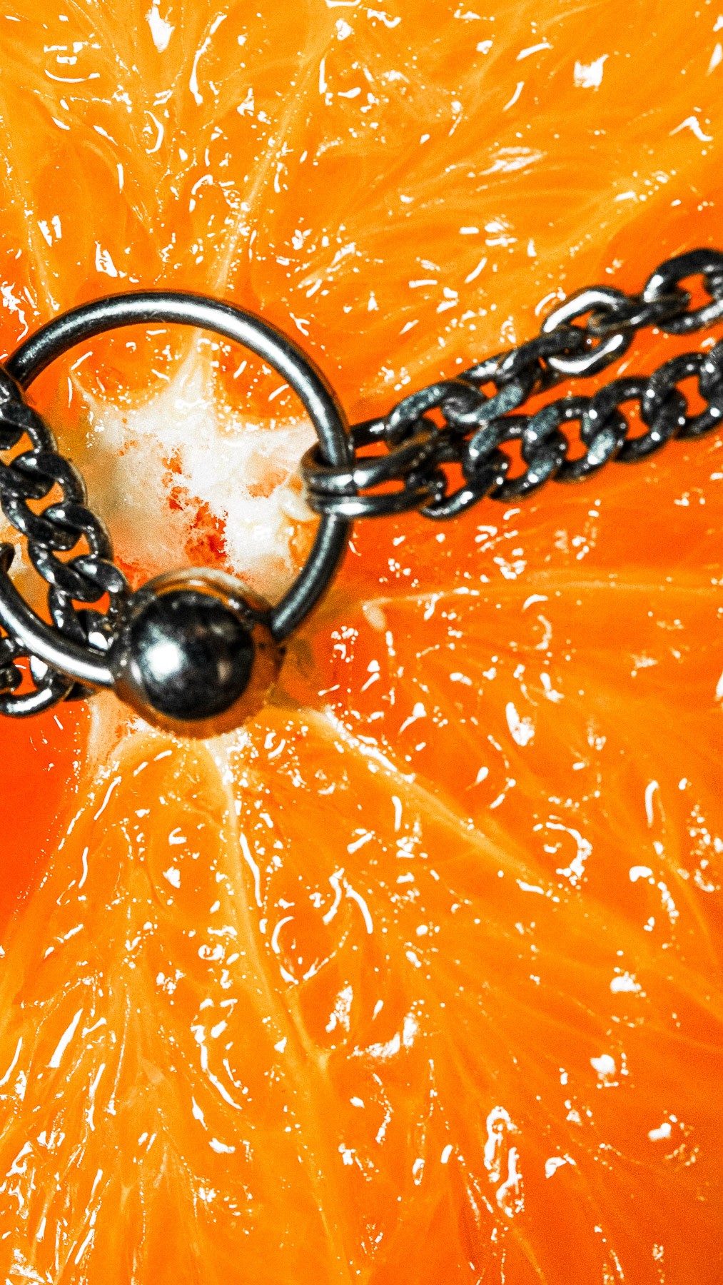 Orange percée d’un anneau argenté