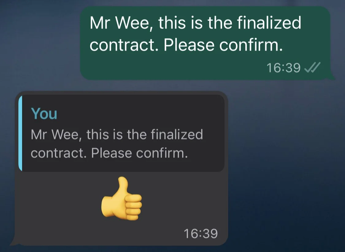 Thumbs Up Emoji Acceptance of Offer