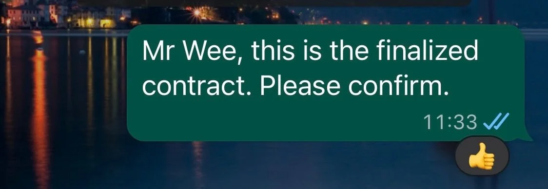 Thumbs Up Emoji Acceptance of Offer