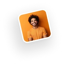 Smiling young man in an orange shirt