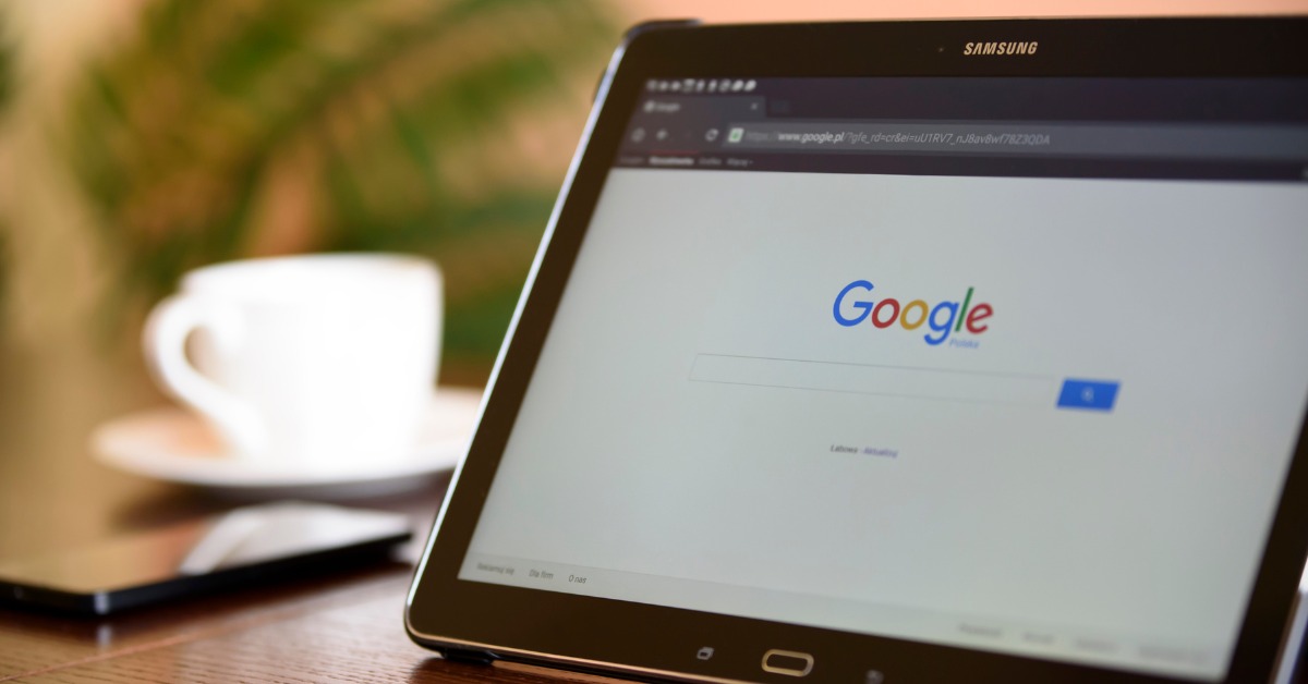A tablet showing a web search page