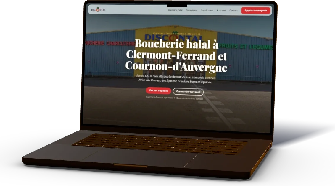Le site de Discontal affiché sur un ordinateur portable