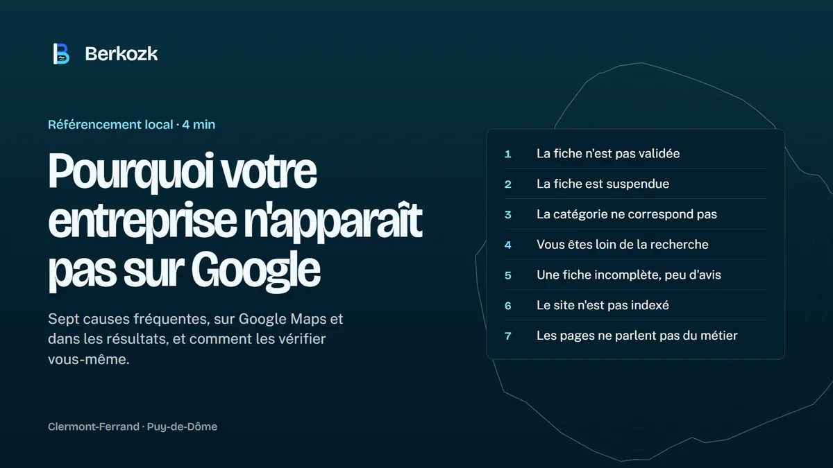Pourquoi votre entreprise n'apparaît pas sur Google : les 7 causes de l'article