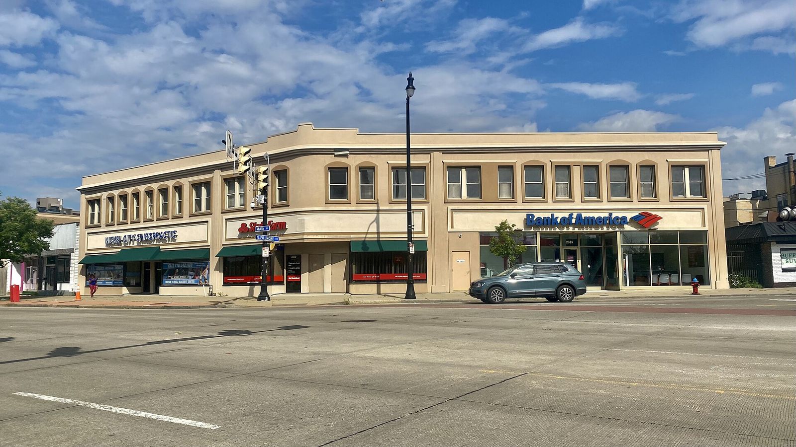 Two-story commercial building on Main Street in Highland, Indiana