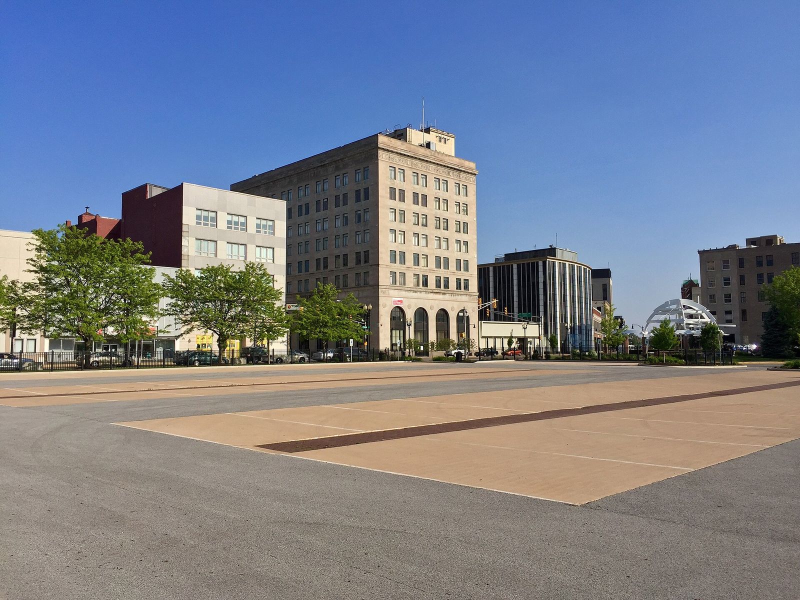Downtown Hammond, Indiana skyline with historic mid-rise buildings