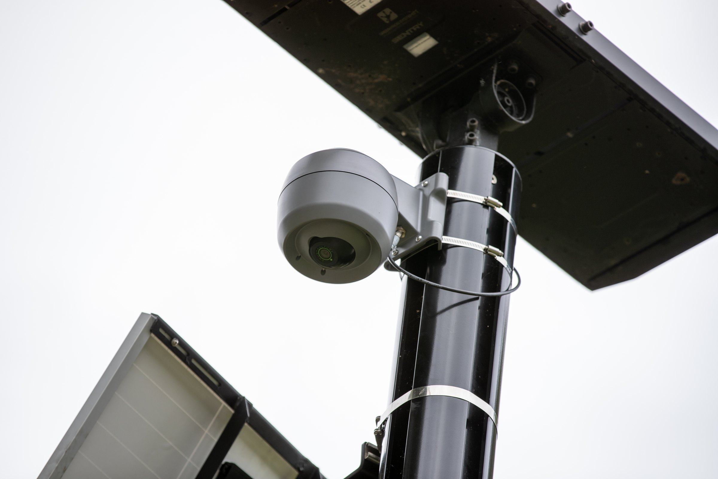 A solar Count Pod on a shared path pole