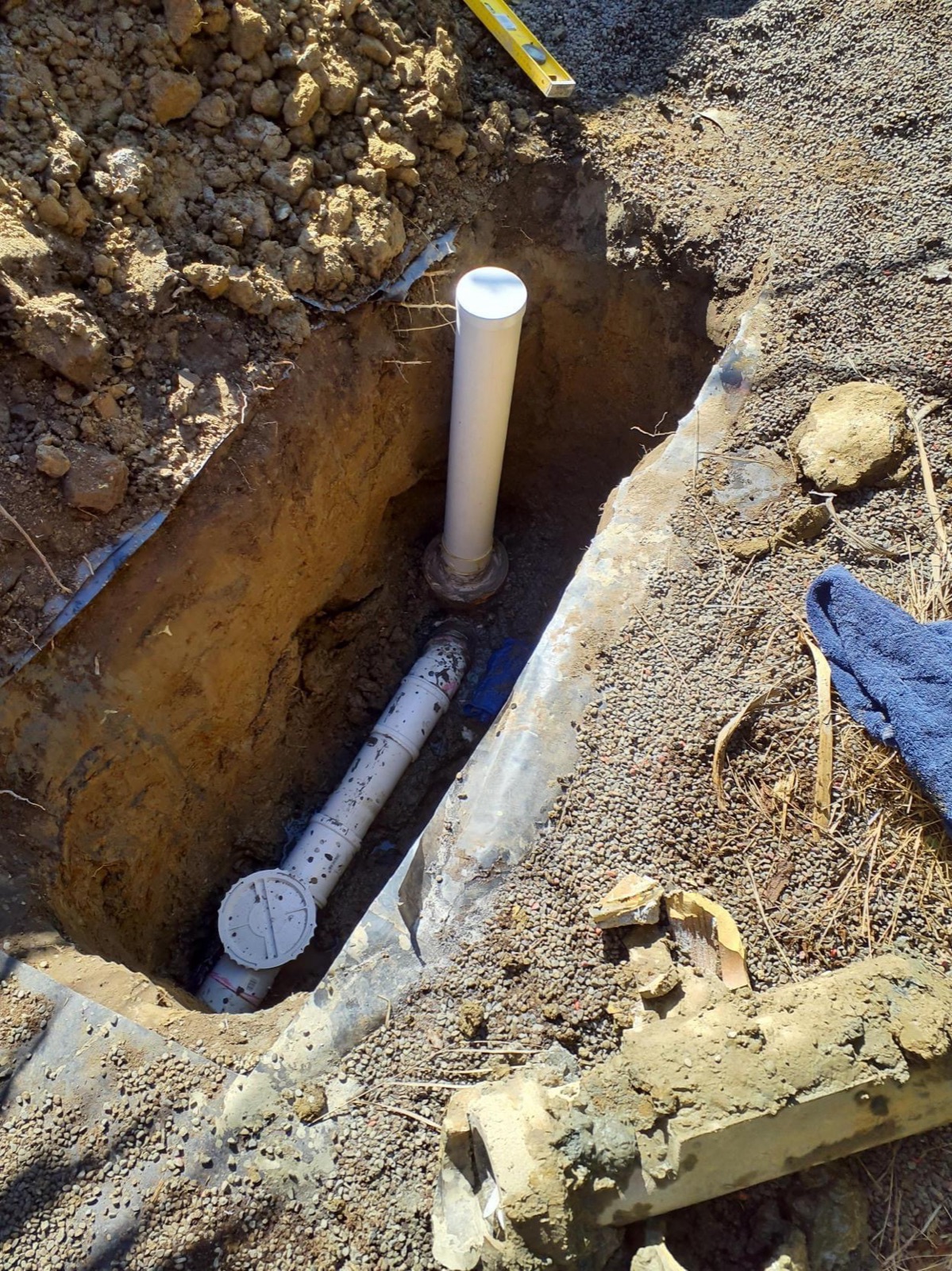 Stormwater pipework in an open trench