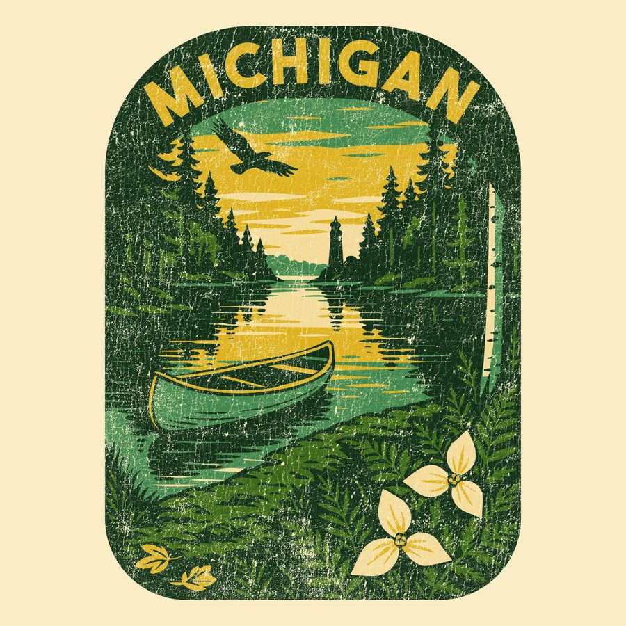 Michigan outdoors badge design