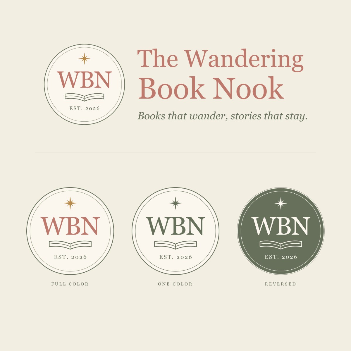 Horizontal logo lockup and the WBN mark in full color, one color and reversed