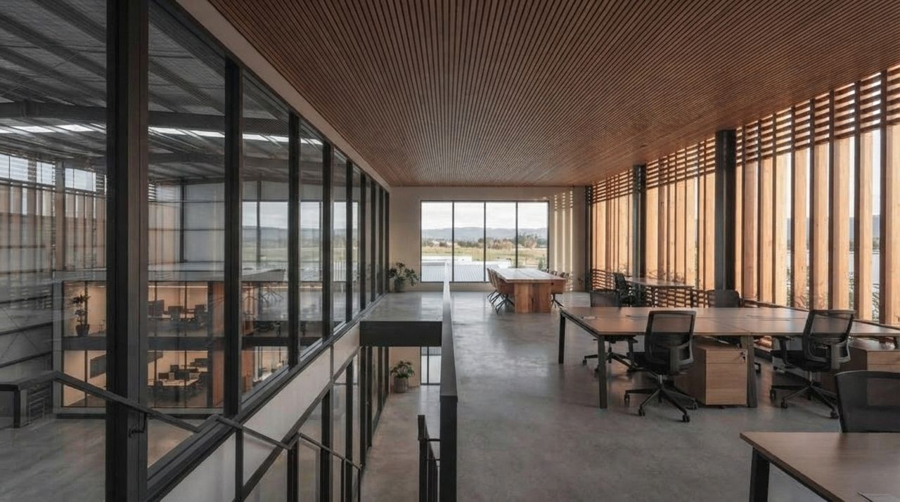 Concept render of an office inside a warehouse