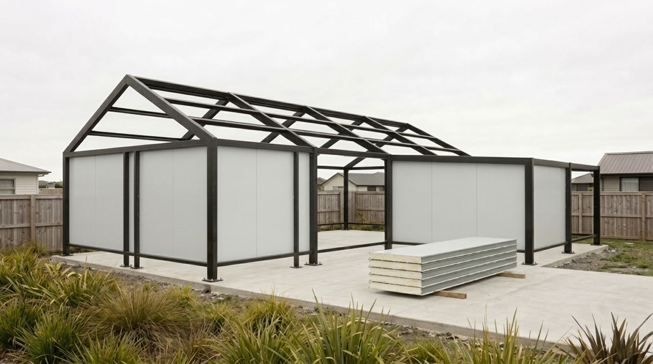 Concept render, panels fitted between the frame