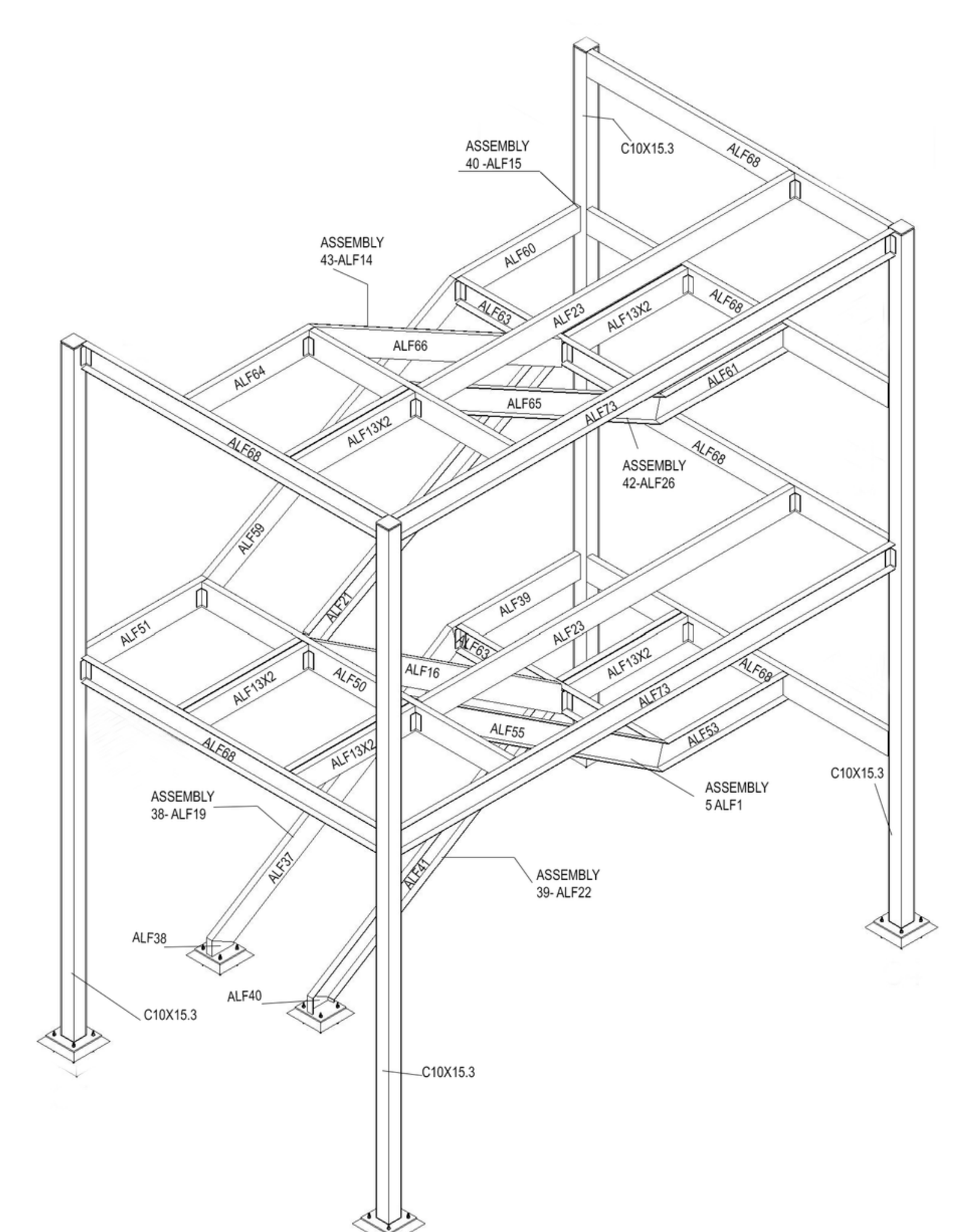 Drawing of the stair and landing structure