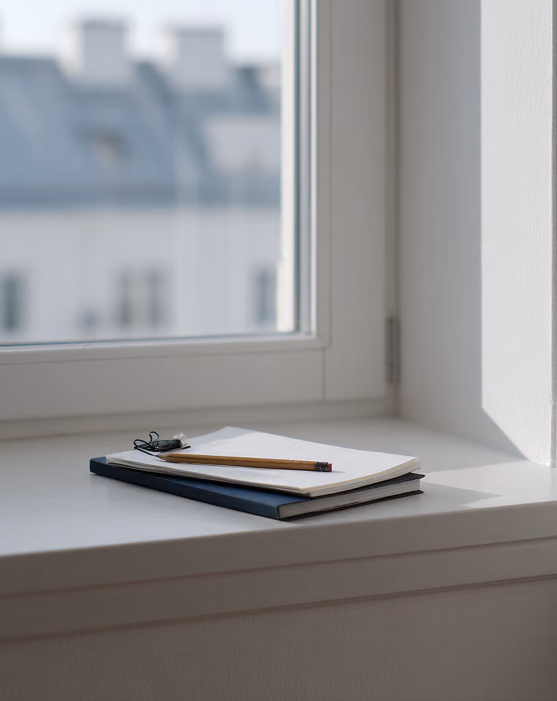 Sunlit objects on a windowsill