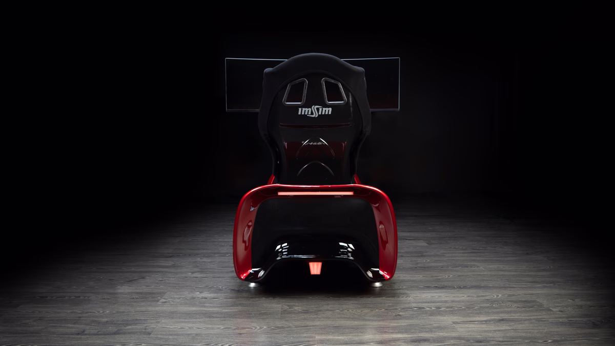 From behind, where the seat and the light bar close the shape.