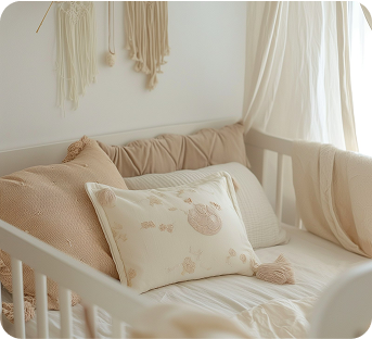Organic linen on a white crib