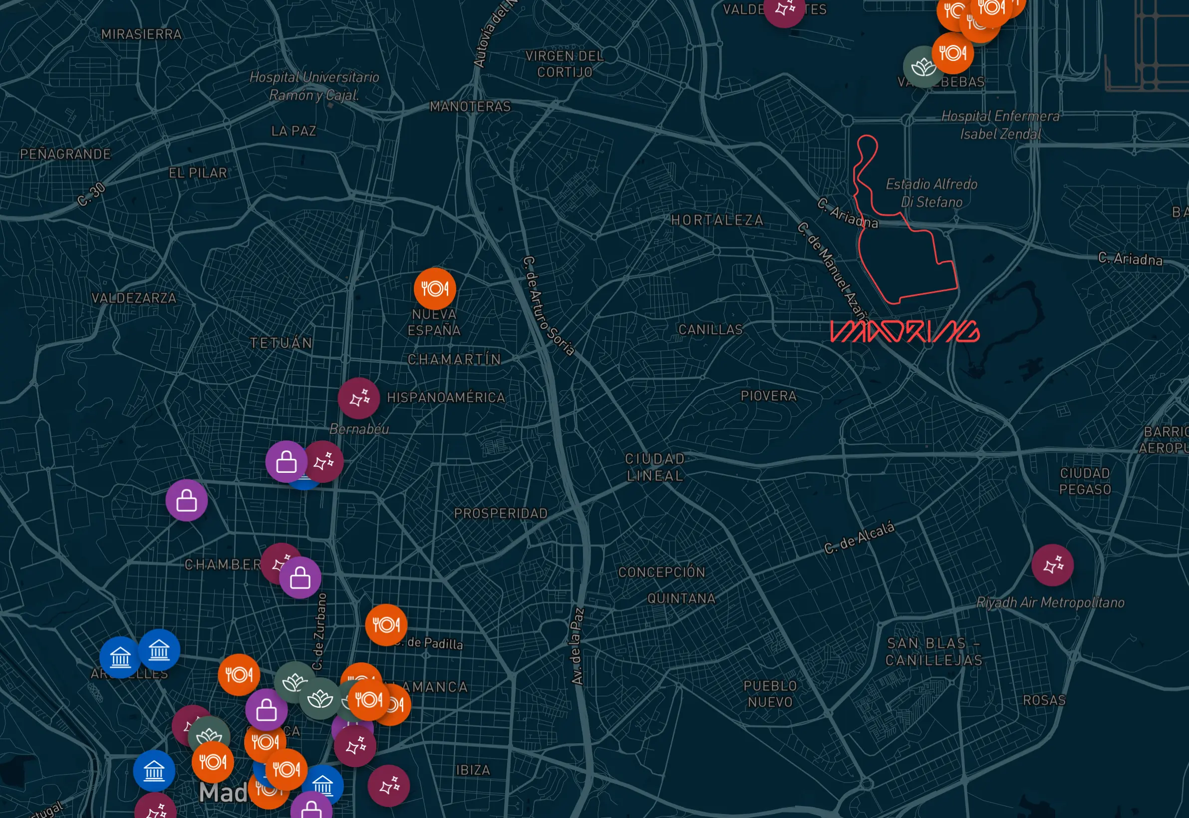 Mapa interactivo de la guía Insider Madring