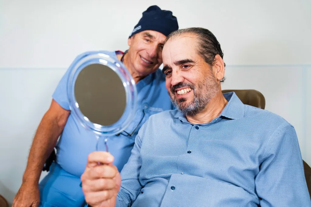 Patient smiling in dental office