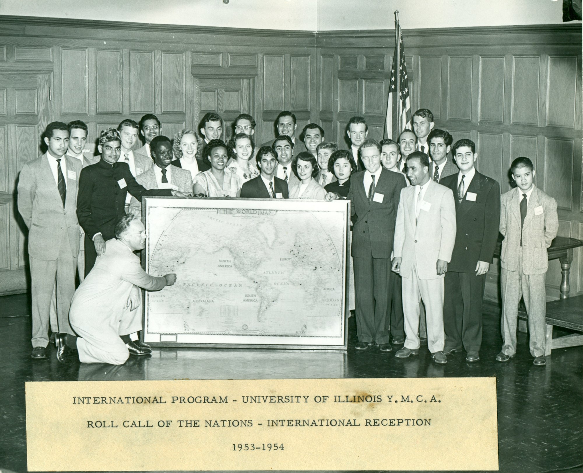 "Roll Call of the Nations," the Y's reception for new international students, 1953–54.