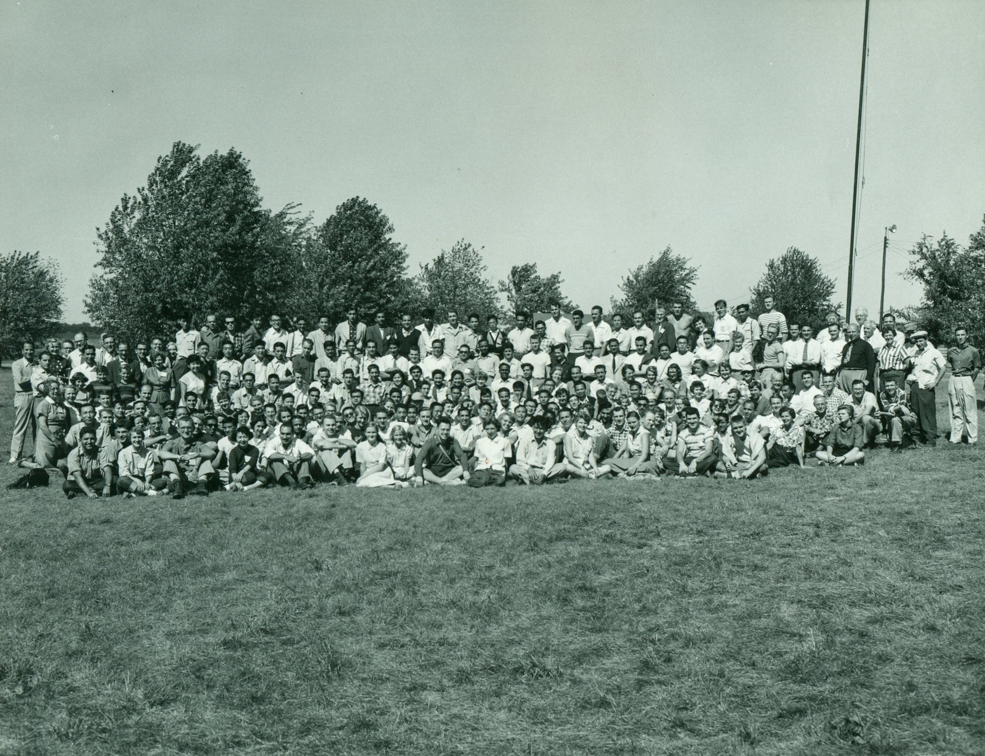 International students at the Y's Welcome Weekend, about 1955.