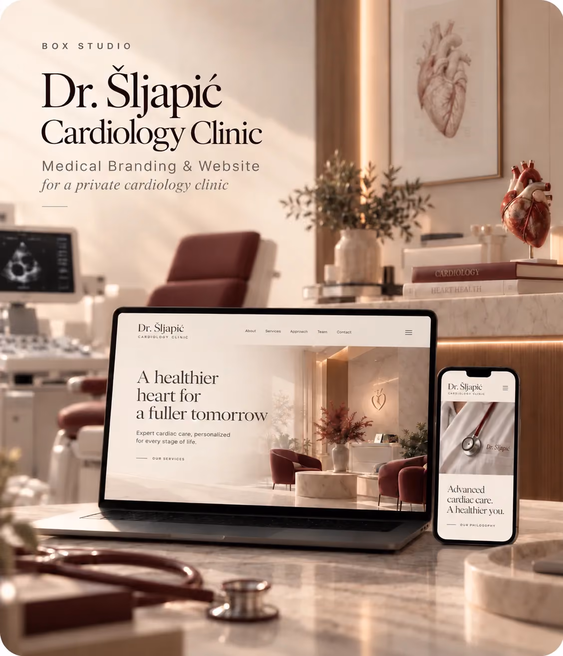 Branding and website design for Dr. Šljapić Cardiology Clinic by Box Studio.
