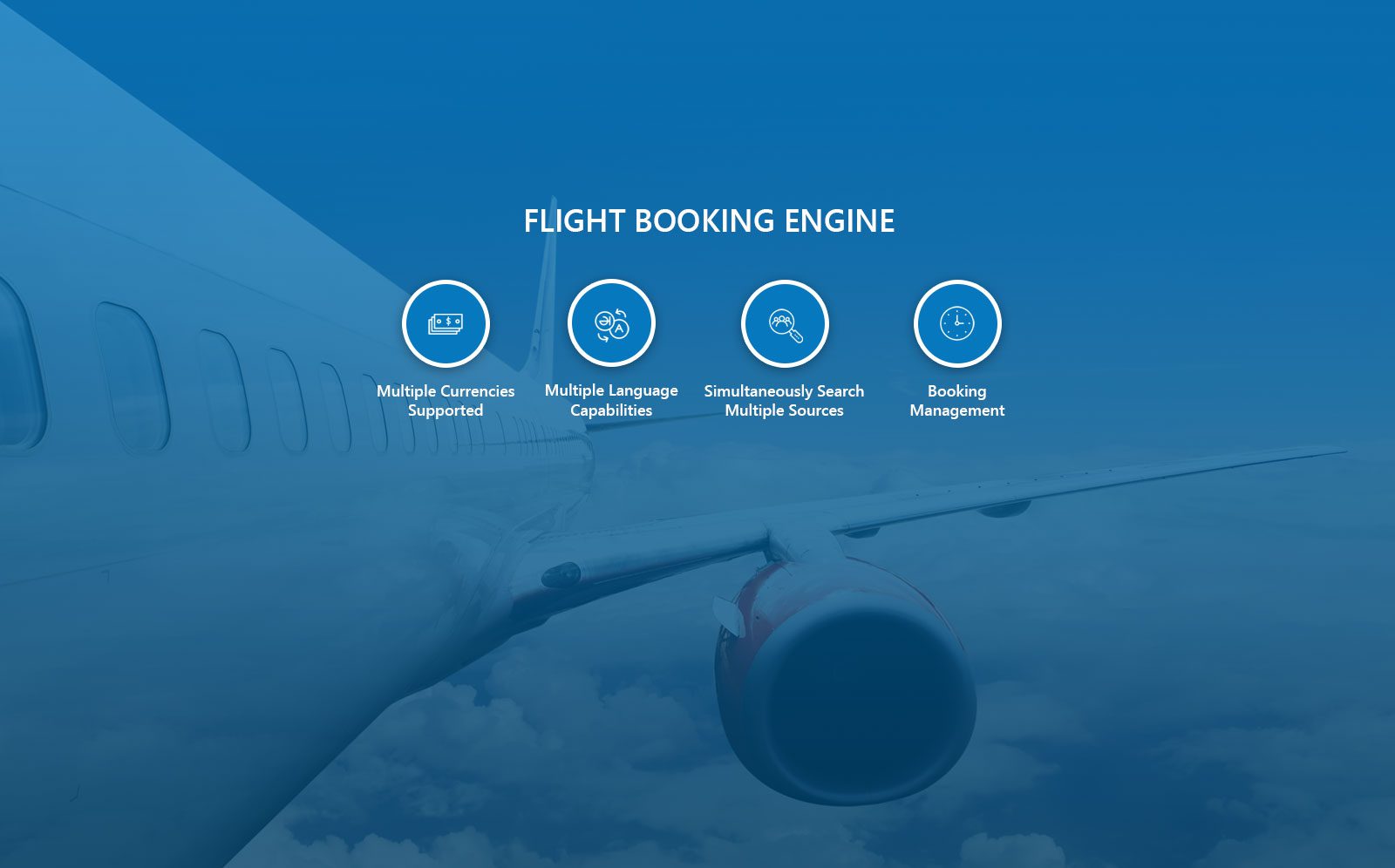 Flight Booking Engine: multiple currencies, multiple languages, search multiple sources at the same time, and booking management