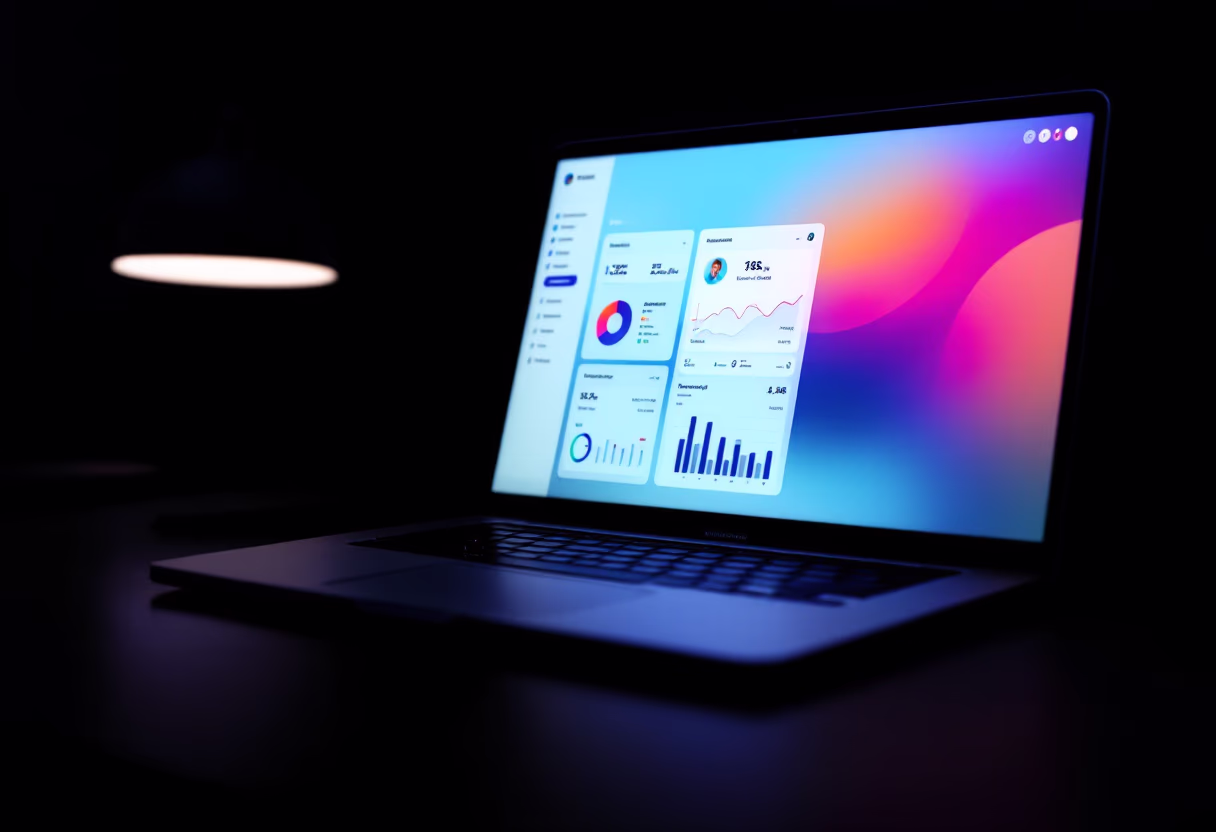 [interface] data analytics interface displayed on a laptop